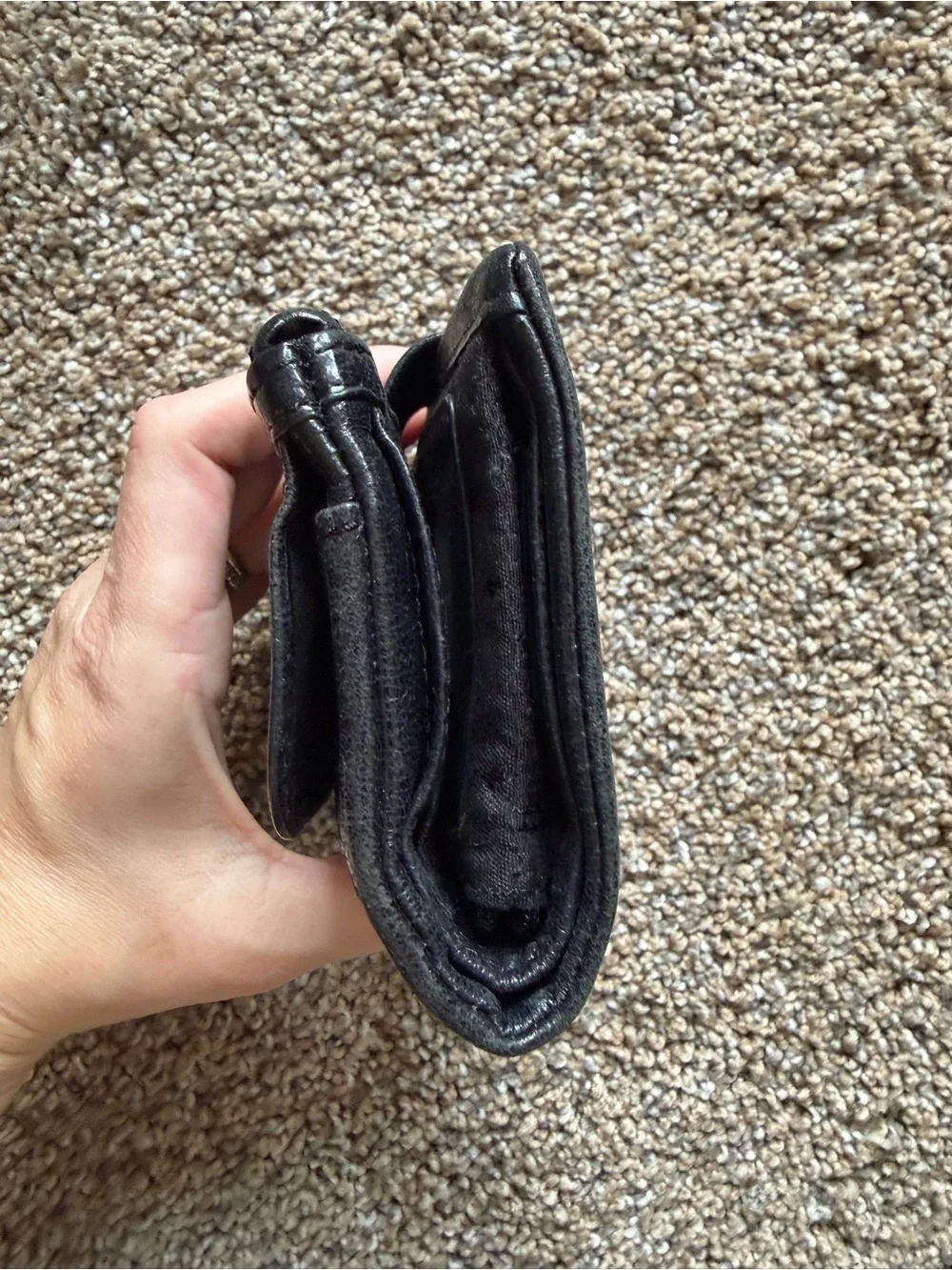 FOSSIL Vintage Black Leather Wallet with Gold Emblem